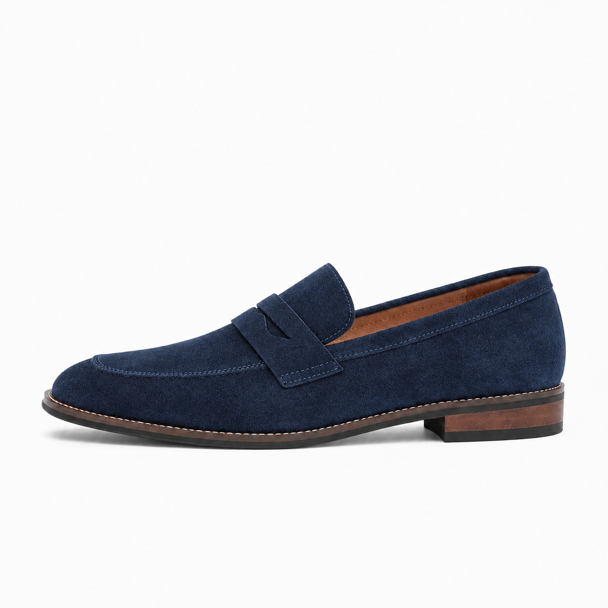 Blue Womens Suede Leather Retro Loafers - women's suede loafers UK