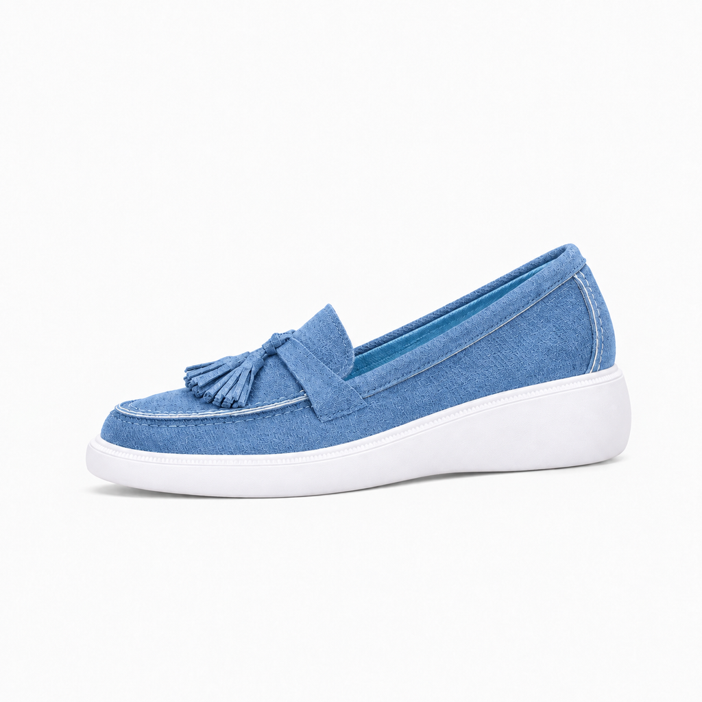 Blue Womens Tassel Chunky Loafers - women's loafers UK