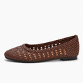 Brown Womens Woven Mesh Ballet Flats side view - breathable braided ballet flats for women