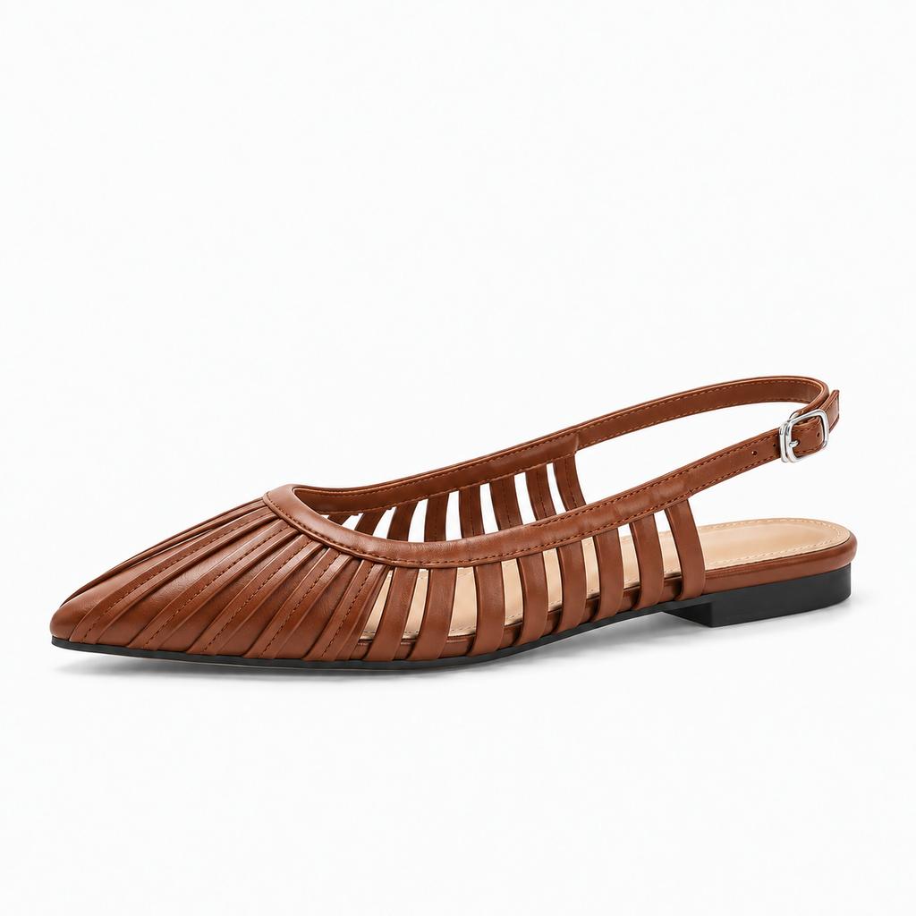 Brown Womens Pointed Toe Slingback Ballet Flats - women's ballet flats UK