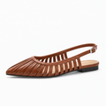 Brown Womens Pointed Toe Slingback Ballet Flats - women's ballet flats UK