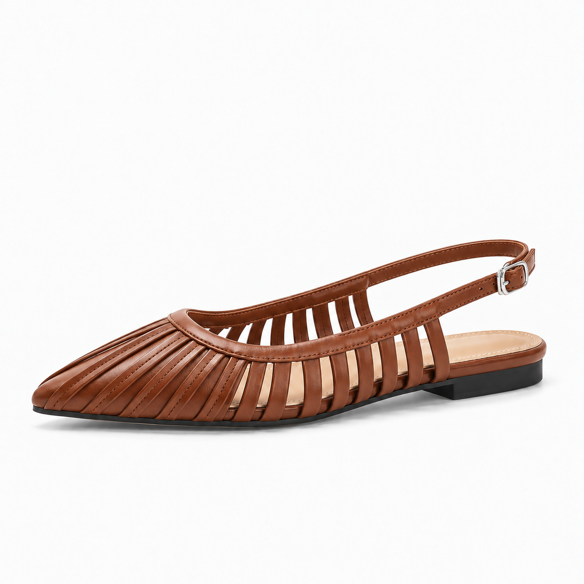 Brown Womens Pointed Toe Slingback Ballet Flats - women's ballet flats UK