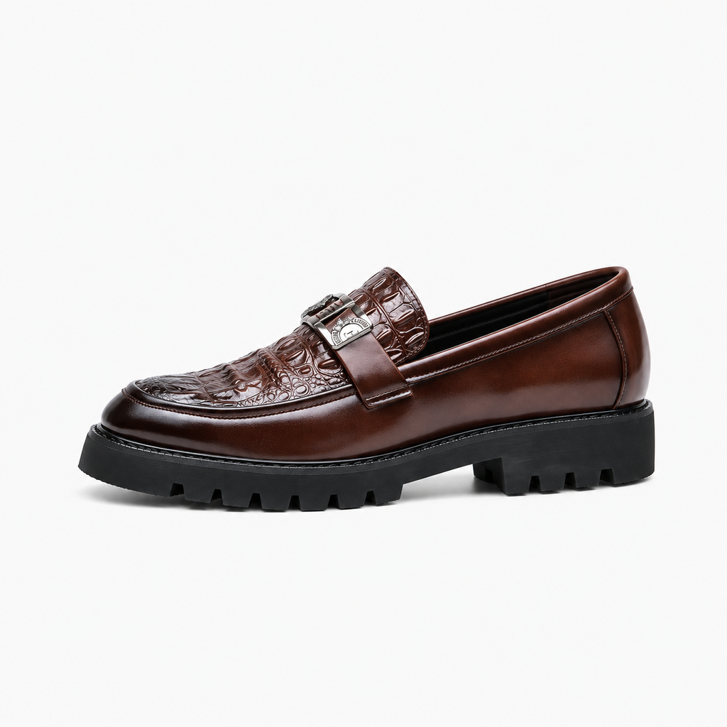 Brown Womens Leather Retro Everyday Loafers - women's leather loafers UK