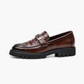 Brown Womens Leather Retro Everyday Loafers - women's leather loafers UK