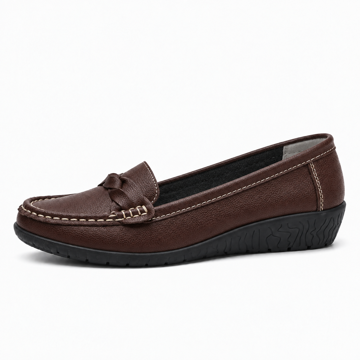Brown Womens Leather Wedge Ballet Flats - women's ballet flats UK
