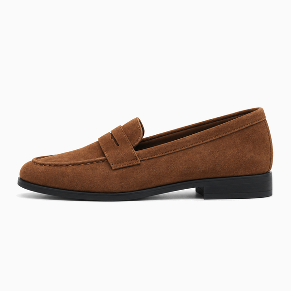 Womens Brown Suede Penny Loafers