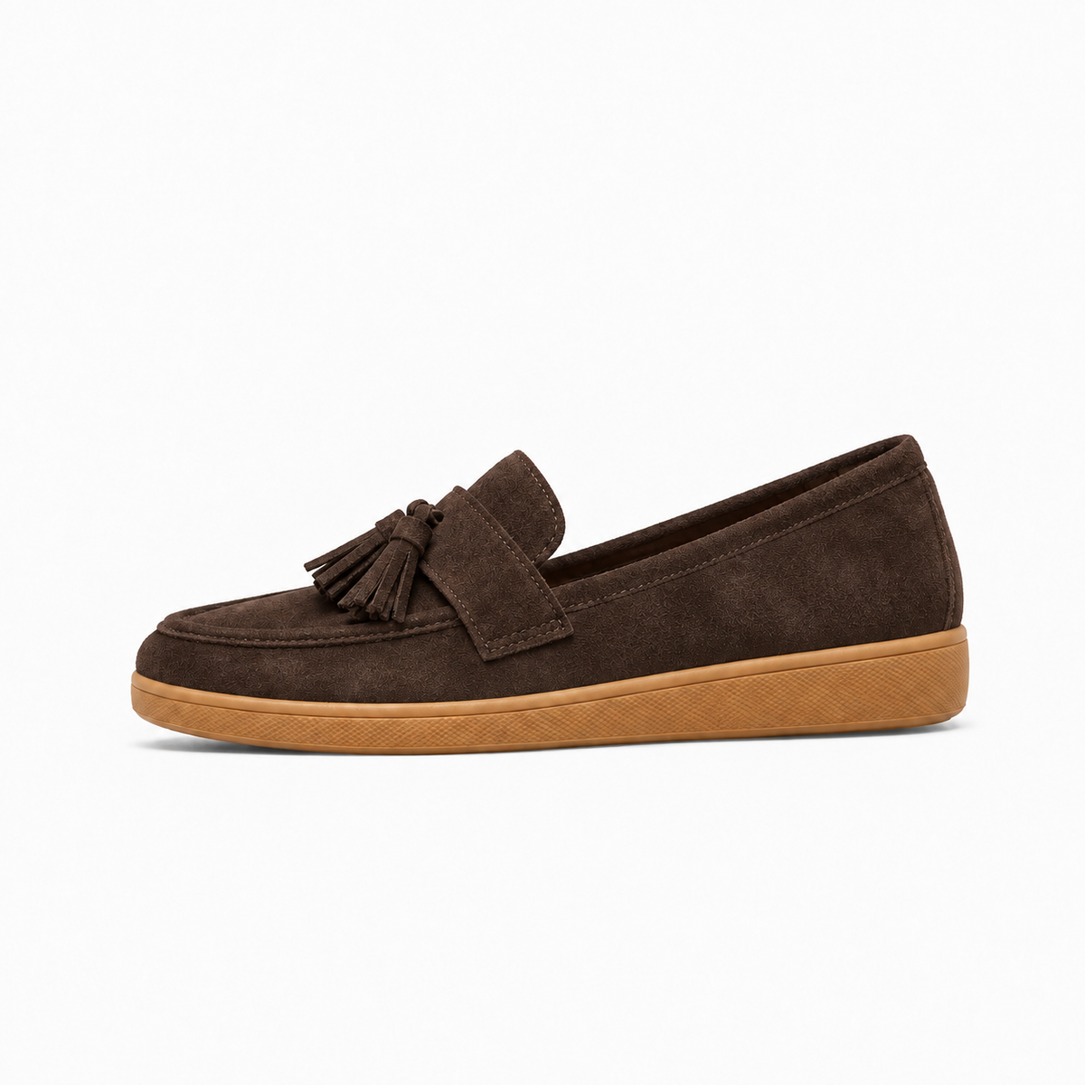 Brown Womens Suede Leather Retro Everyday Loafers - women's suede loafers UK