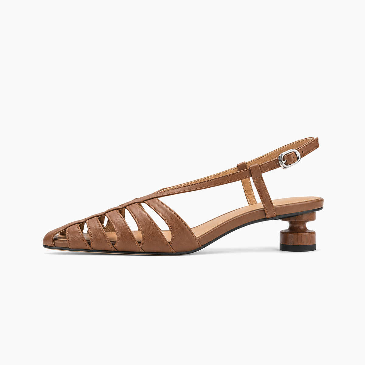 Brown Womens Slingback Strappy Pointed Toe Ballet Flats - women's ballet flats UK