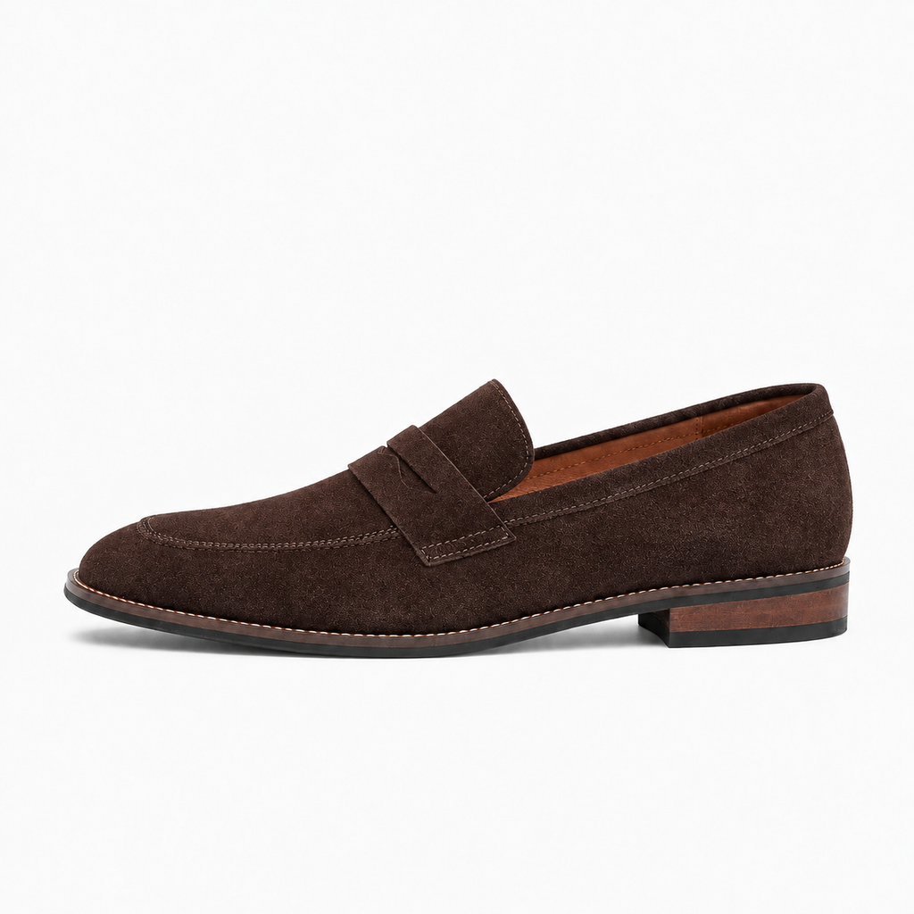 Brown Womens Suede Leather Retro Loafers - women's suede loafers UK