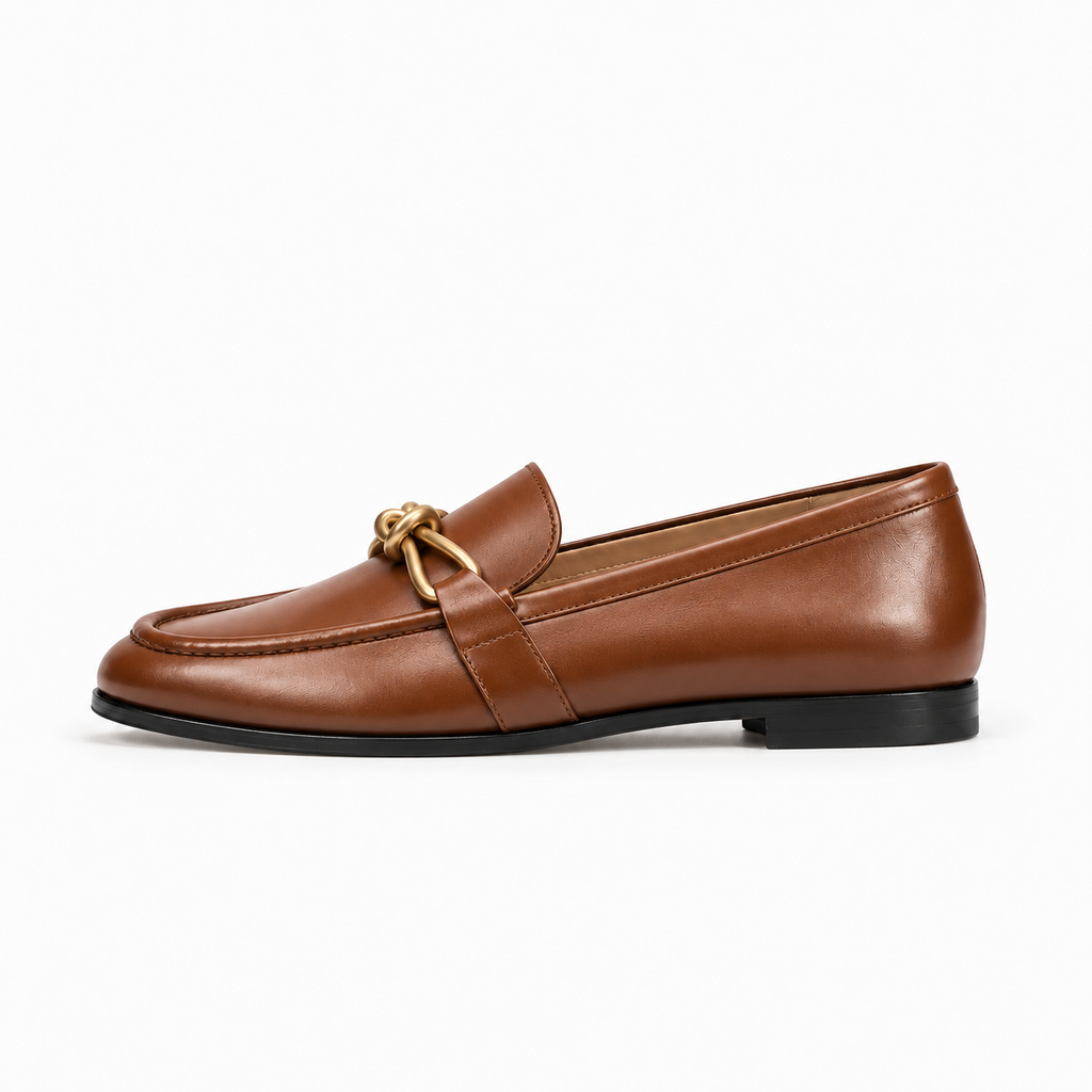 Brown Womens Horsebit Chain Loafers - ladies loafers UK