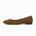 Brown Womens Bow Everyday Ballet Flats - women's ballet flats UK