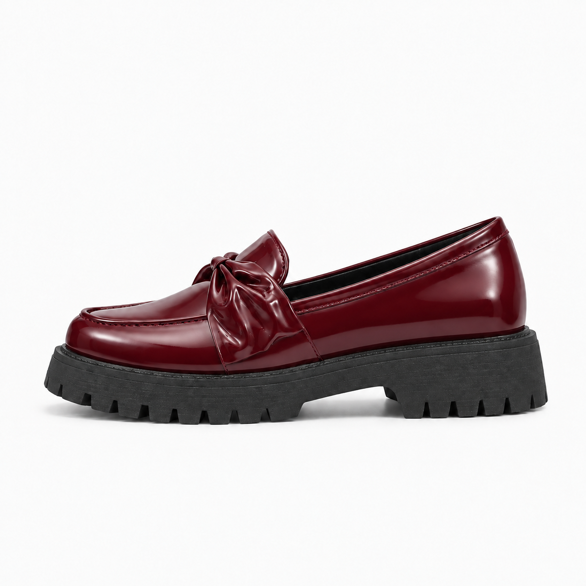 Burgundy Womens Leather Round Toe Breathable Ballet Flats - women's ballet flats UK