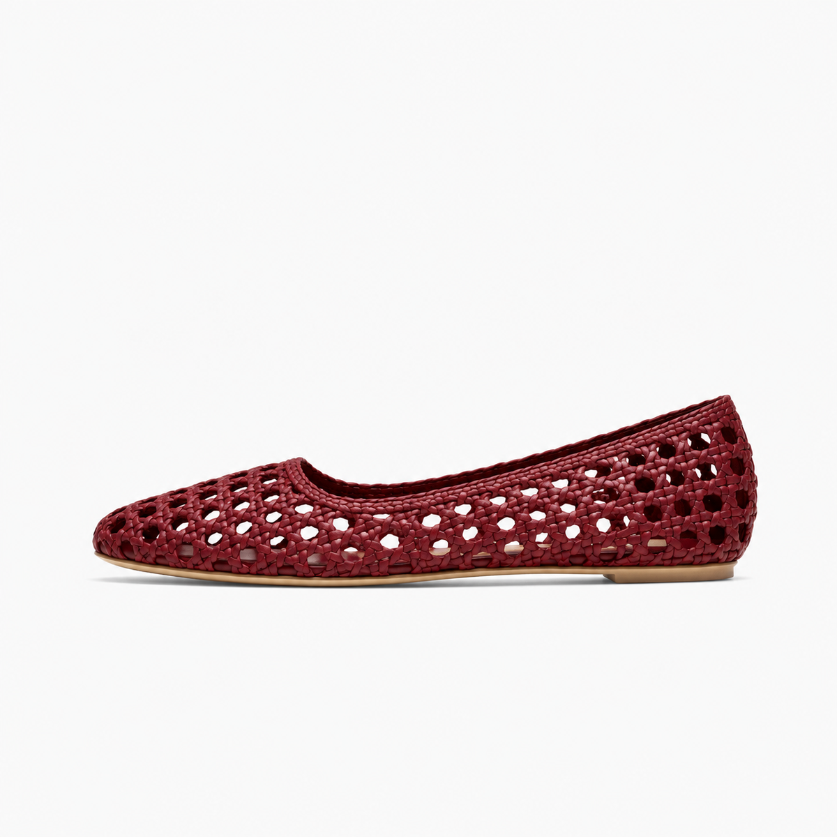 Burgundy Womens Leather Woven Loafers - women's leather loafers UK