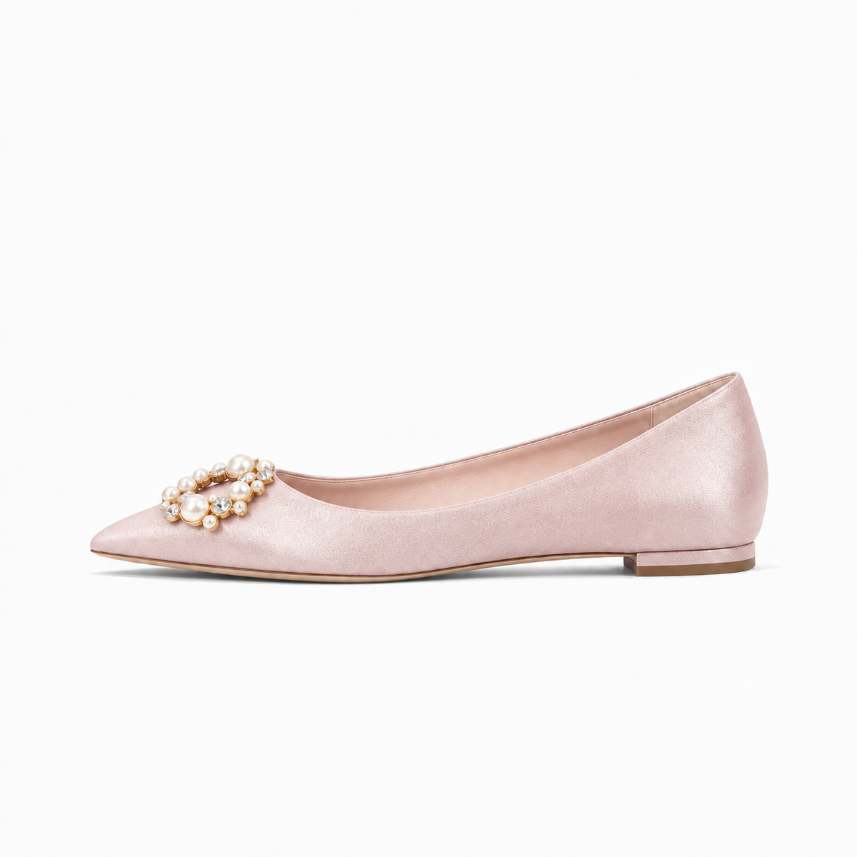 Burgundy Fleece Lined Womens Pearl Crystal Ballet Flats - women's ballet flats UK