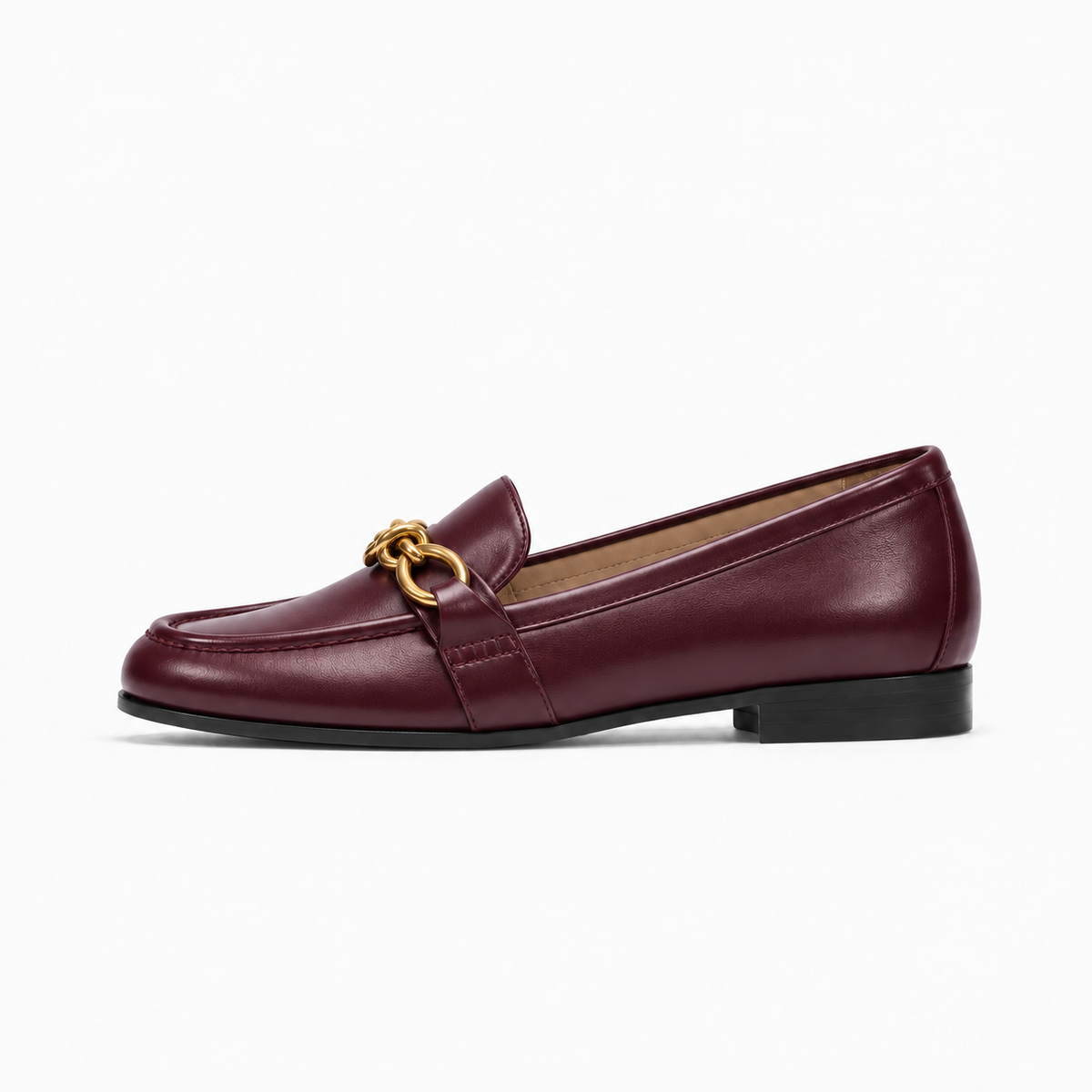Burgundy Leather Womens Penny Leather Walking Loafers - women's leather loafers UK
