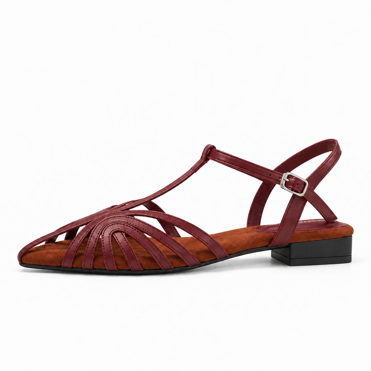 Burgundy Womens Pointed Cut Out Ballet Flats - womens ballet flats UK