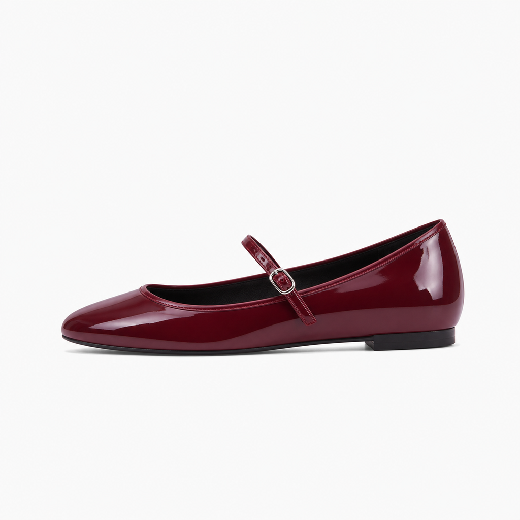Burgundy Patent Leather Mary Jane Heels main view - mary jane heels UK