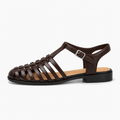 Coffee Womens Woven Ankle Strap Ballet Flats - womens woven flats UK