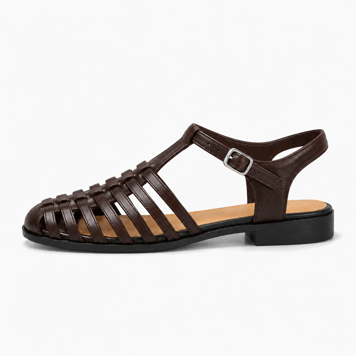 Coffee Womens Woven Ankle Strap Ballet Flats - womens woven flats UK
