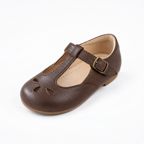 Dark Brown Kids School Soft Sole Ballet Flats - kids ballet flats UK