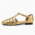 Gold Womens Closed Toe Ankle Strap Ballet Flats - womens ballet flats UK