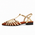 Gold Womens Pointed Cut Out Ballet Flats - ladies ballet flats UK