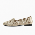Gold Womens Leather Woven Ballet Flats - women's ballet flats UK