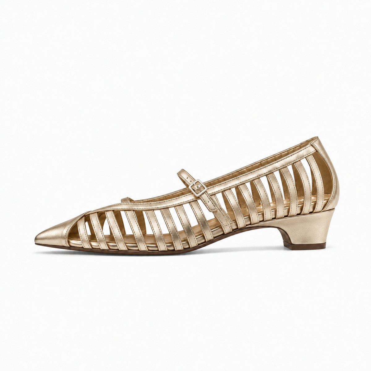 Gold Womens Pointed Toe Chunky Summer Ballet Flats - women's ballet flats UK