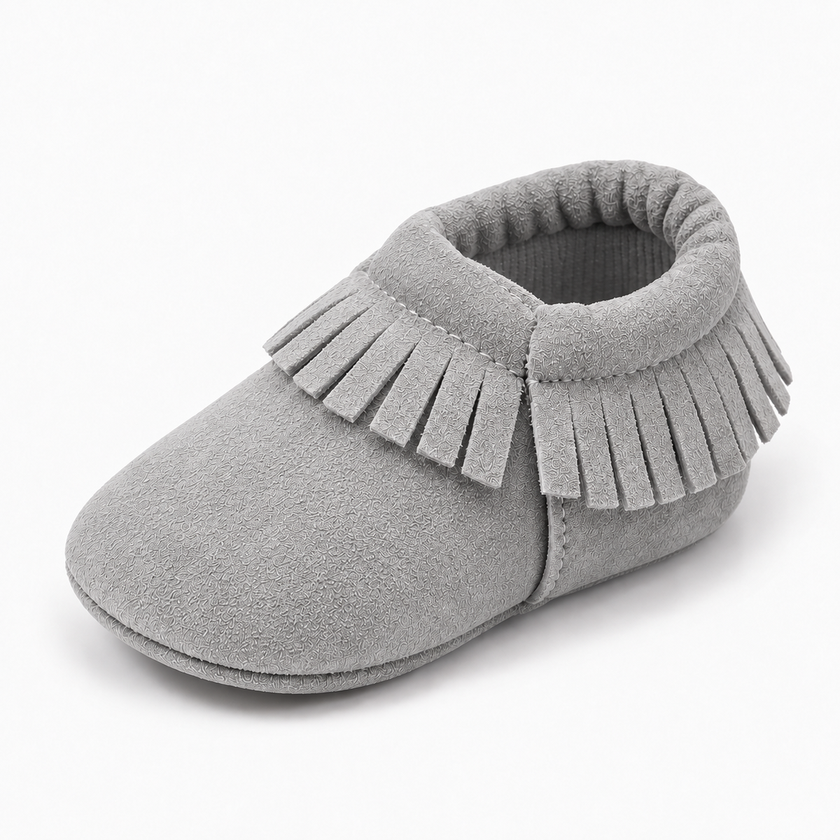 Gray Baby Bow Comfort Non Slip Ballet Flats, soft grey baby moccasins with flexible sole