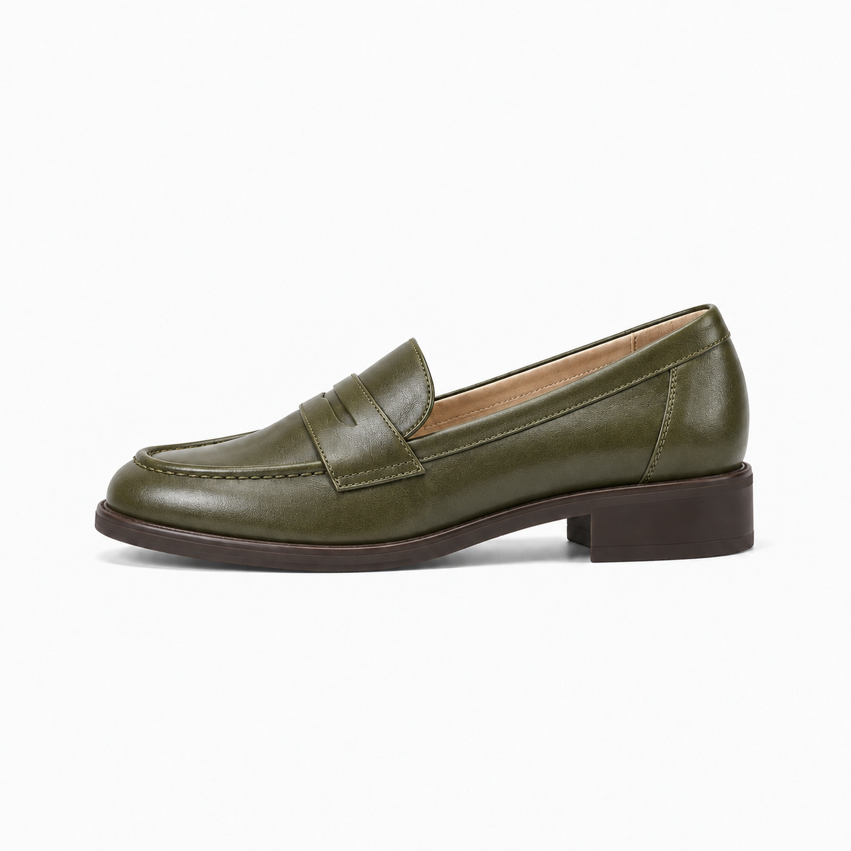 Green Womens Leather Chunky Loafers - women's leather loafers UK
