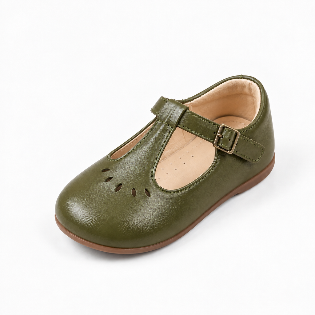 Green Kids Soft Sole Retro Ballet Flats - kids ballet flats UK