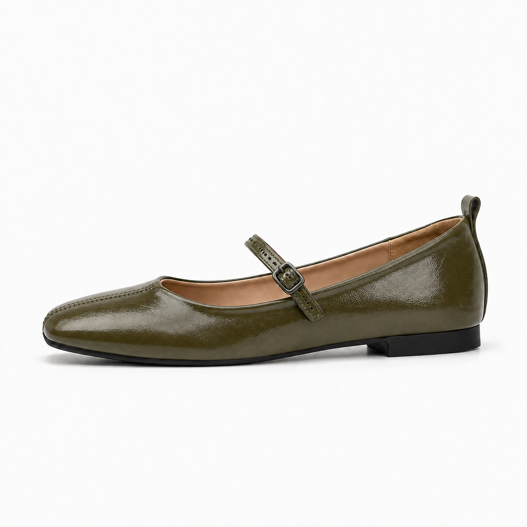 Green Womens Mary Jane Buckle Strappy Ballet Flats - Mary Jane ballet flats UK