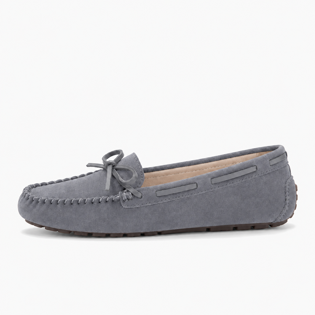 Grey Womens Leather Driving Loafers - women's leather loafers UK