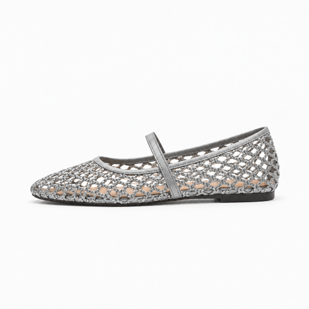 Grey Womens Mesh Hollow Out Loafers - women's loafers UK
