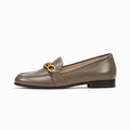 Grey Leather Womens Penny Leather Walking Loafers - women's leather loafers UK