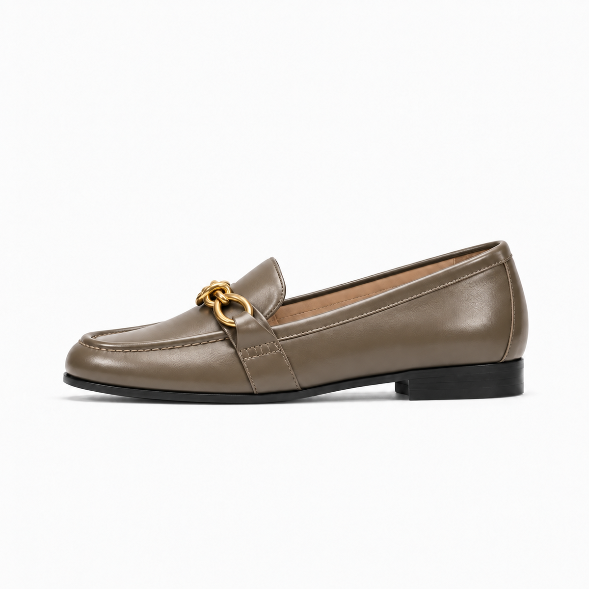 Grey Leather Womens Penny Leather Walking Loafers - women's leather loafers UK