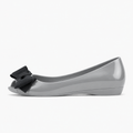 Grey Womens Peep Toe Jelly Ballet Flats - grey jelly flats UK