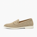 Khaki Womens Leather Comfort Smart Loafers - women's leather loafers UK