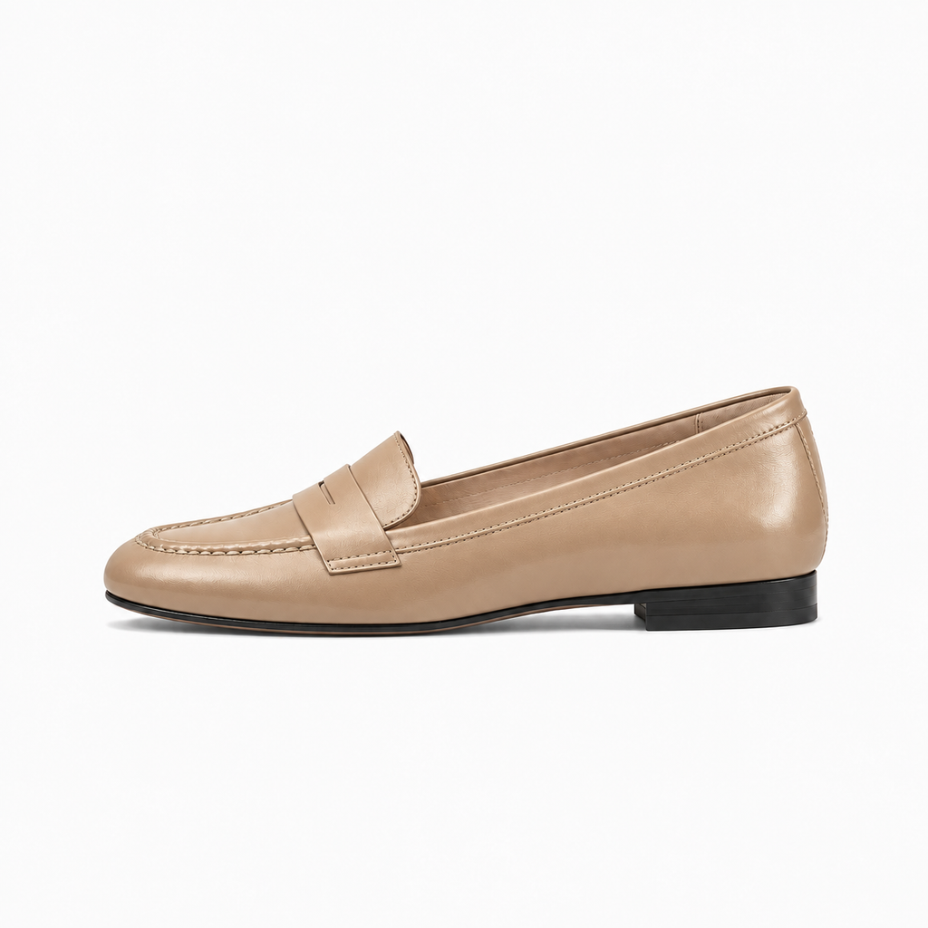 Khaki Chain Womens Leather Chain Loafers - women's leather loafers UK