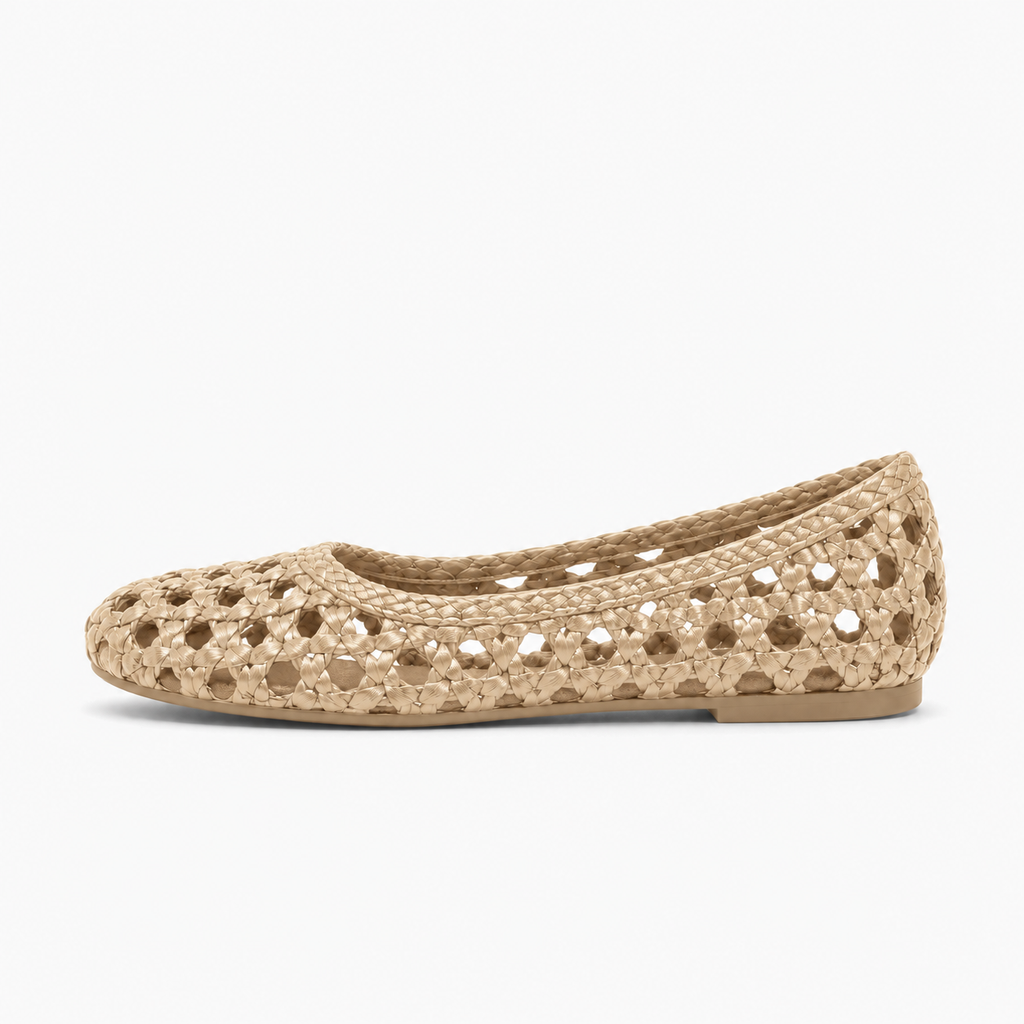 Khaki Womens Hollow Out Ballet Flats - women's ballet flats UK