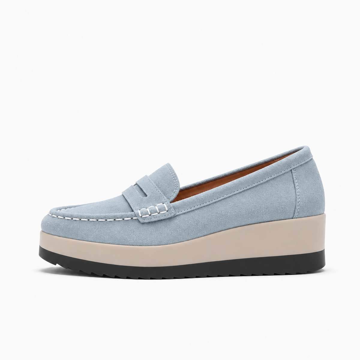 Light Blue Womens Suede Platform Loafers - women's suede loafers UK