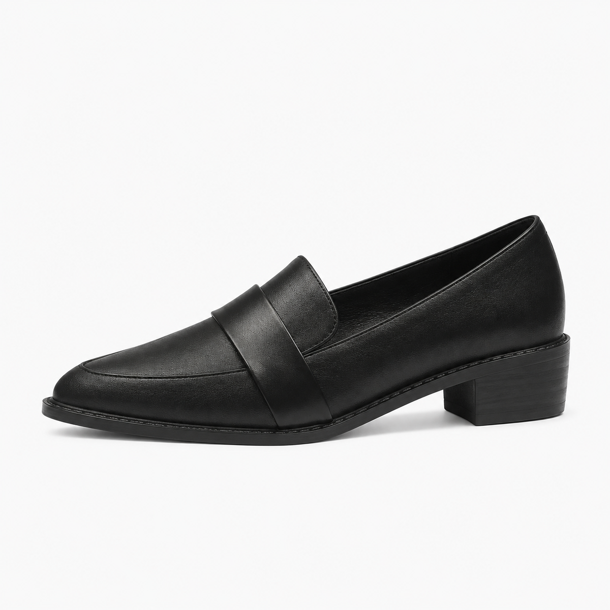 Womens Pointed Heeled Loafers - Black womens pointed heeled loafer