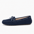 Navy Blue Womens Leather Driving Loafers - women's leather loafers UK