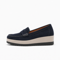 Navy Blue Womens Suede Platform Loafers - women's suede loafers UK