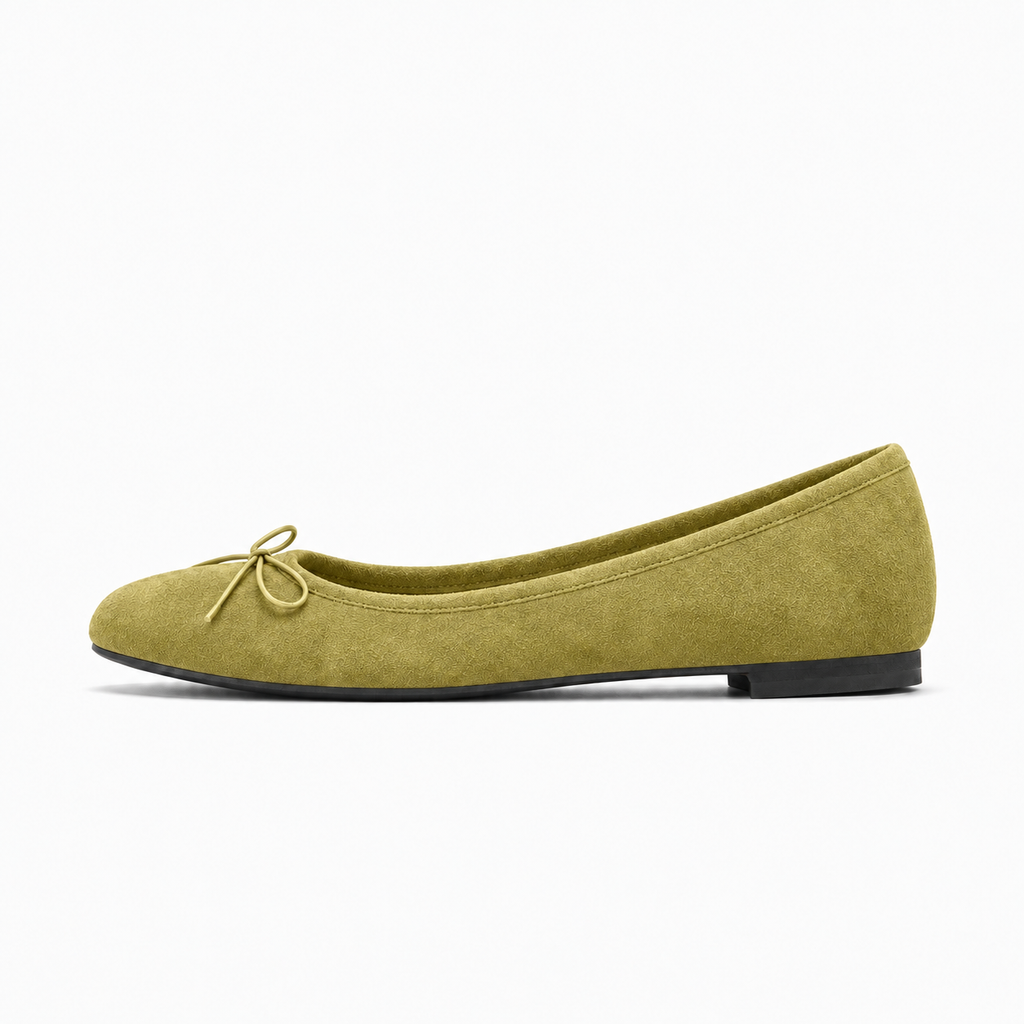 Olive Green Womens Bow Everyday Ballet Flats - women's ballet flats UK