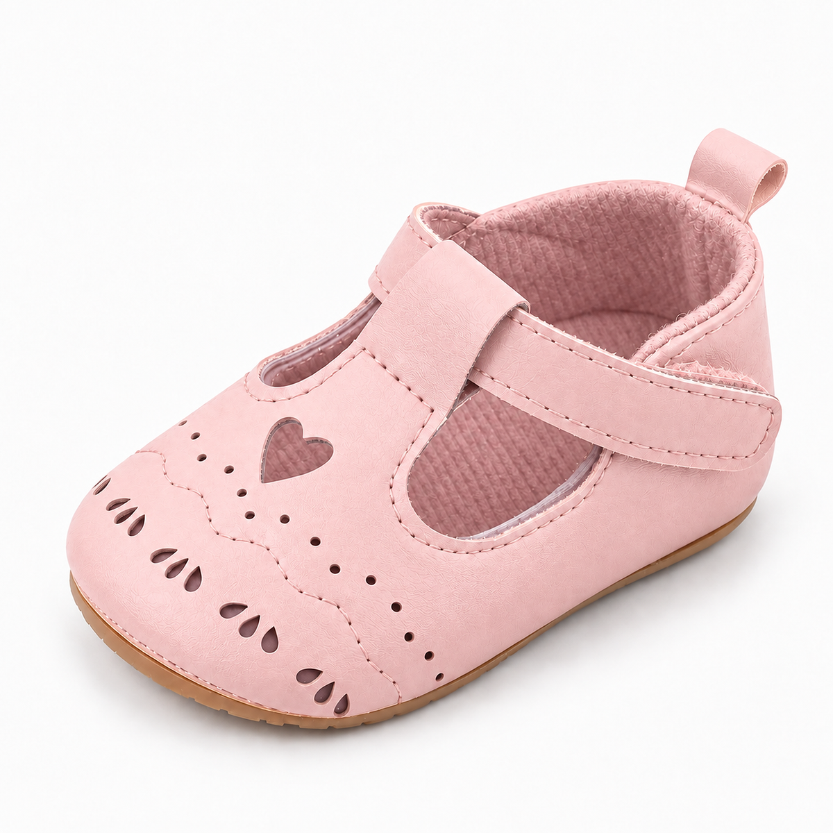 Baby Prewalker Ballet Flats Pink - chaussures souples bébé roses avec bride coeur