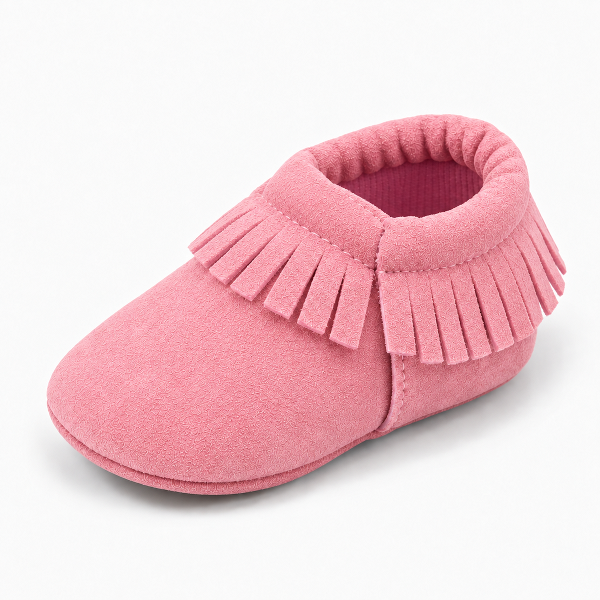 Pink Baby Bow Comfort Non Slip Ballet Flats, soft pink baby pre walker moccasins