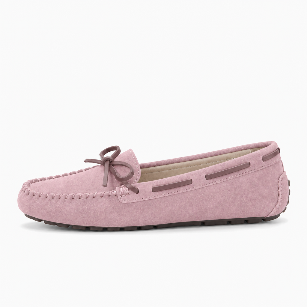 Pink Womens Leather Driving Loafers - women's leather loafers UK