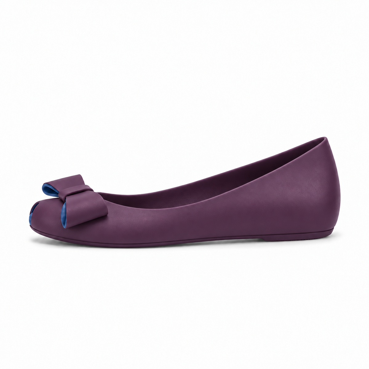 Purple Womens Bow PVC Ballet Flats - women's ballet flats UK