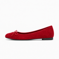 Red Womens Bow Everyday Ballet Flats - women's ballet flats UK